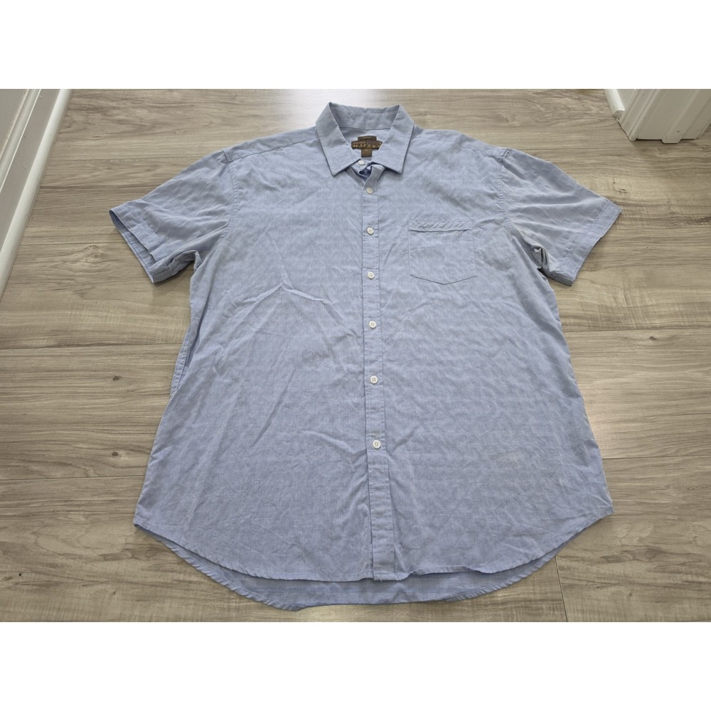 Pronto Uomo Blue Button Shirt XL Light Blue Short Sleeve Cotton